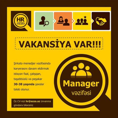 AZZA “Mağaza Menecer”i axtarır - 1000 AZN (maaş + bonus)