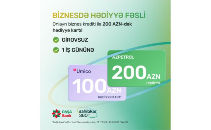 Biznes krediti üçün müraciət edənlərə hədiyyə kartları təklif olunacaq