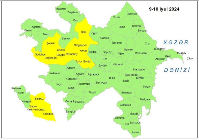 Küləkli hava şəraiti ilə bağlı sarı xəbərdarlıq edildi