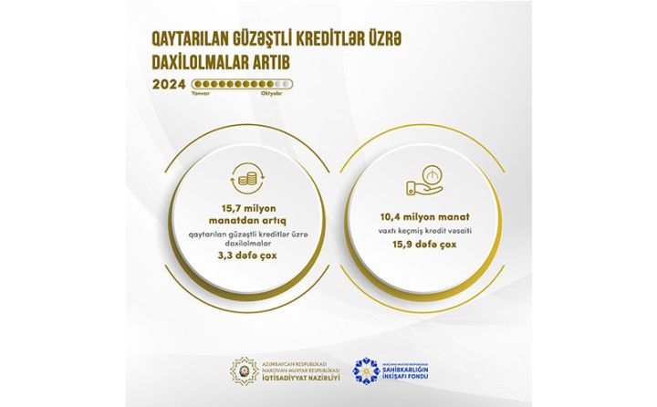 Naxçıvan Sahibkarlığın İnkişafı Fonduna qaytarılan güzəştli kreditlər üzrə daxilolmalar artıb