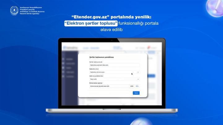 Dövlət satınalmalarının vahid internet portalında yeni funksiya istifadəyə verilib