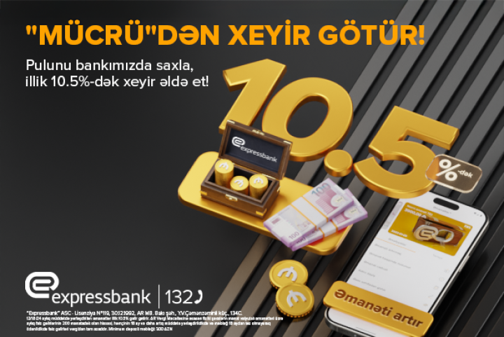 Əmanətinizə illik 10.5% artım – EXPRESSBANKDA