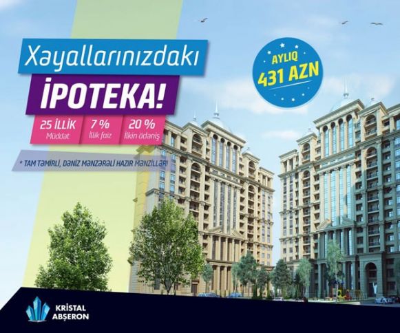 Aylıq 431 manat ödənişlə dəniz mənzərəli mənzillər  