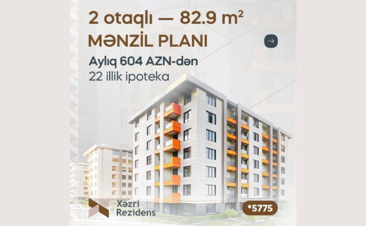 2 otaqlı mənzil aylıq 604 manatdan
