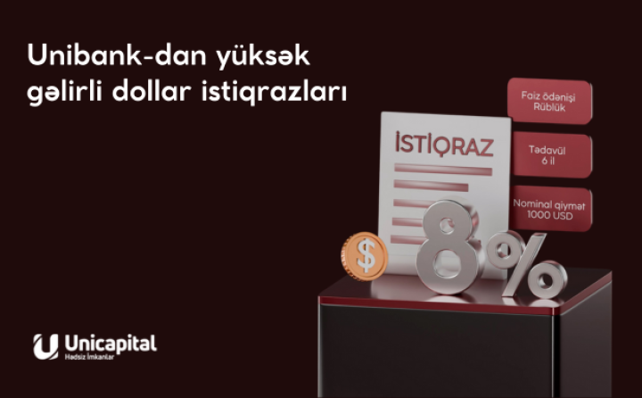 İllik 8% gəlir imkanı – Unibank-ın dollar istiqrazları